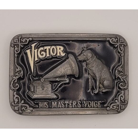 Vintage VICTOR His Master’s Voice Brass & Enamel Belt Buckle Buckles of America - Picture 6 of 15